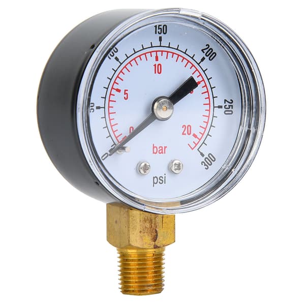Trykmåler 1/8\" BSPT Bundmontering 0-300psi 0-20bar til luftolie vand