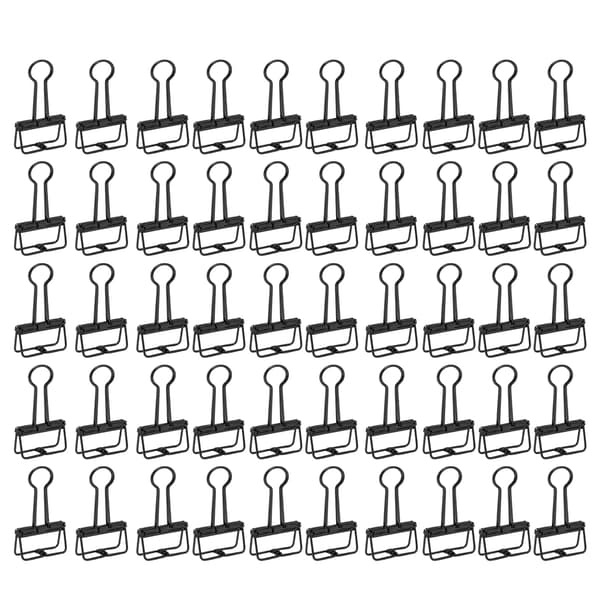 50 stk. hule bindeklemmer af metal til dokumenter, papirer, testrapporter, sort