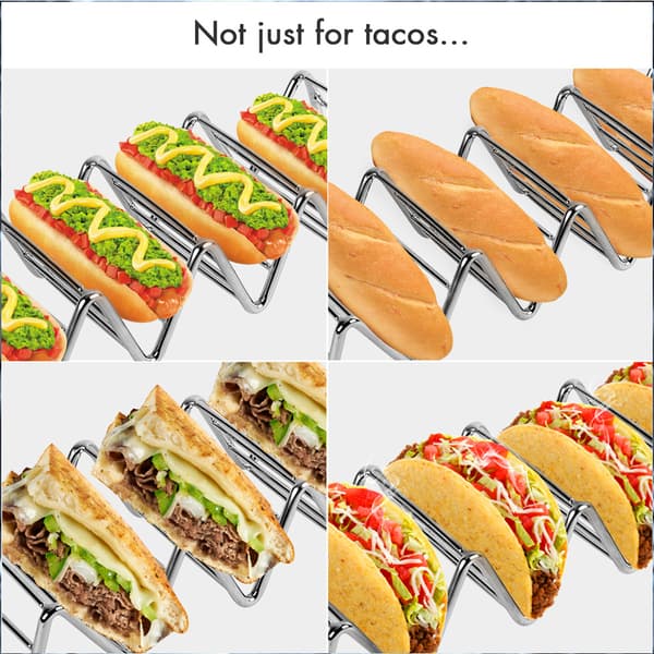 Premium Taco-holder sæt i rustfrit stål, 2 stk. til børn, hårde eller bløde tacos