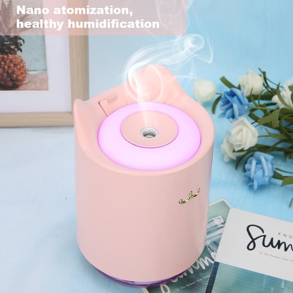 320ML USB-laddande skrivbordsluftfuktare för sovrum, hem och kontor, rosa