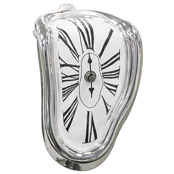 Retro Silver Smältande Klocka Skrivbordsdekoration Nyhet Tidsmätare