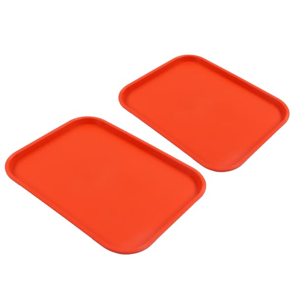 2-pack stapelbar rektangulär halkfri PP-serveringsbricka, lättvikt för restauranger och kaféer, orange