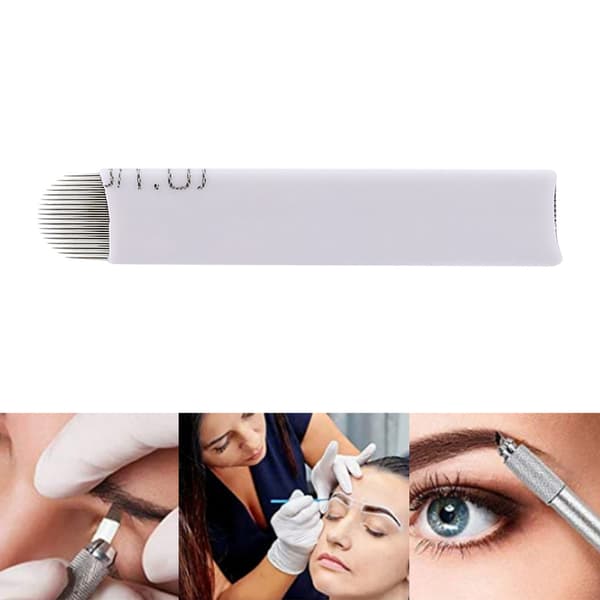 50 st/set böjda 18 nålar semi-permanent dimma ögonbryn Microblading blad sminknålar