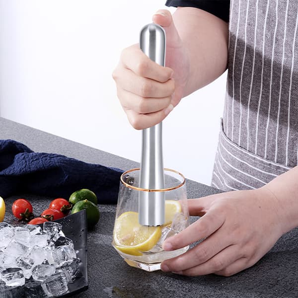 Isknusningsstang i rustfrit stål Cocktailblandingsmuddler Værktøj Bartilbehør 18,5 cm