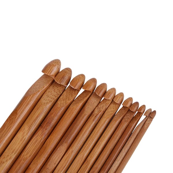 12 st/set Förkolnade Bambustickor Virknålar Tröjstickor Garnvävningsverktyg