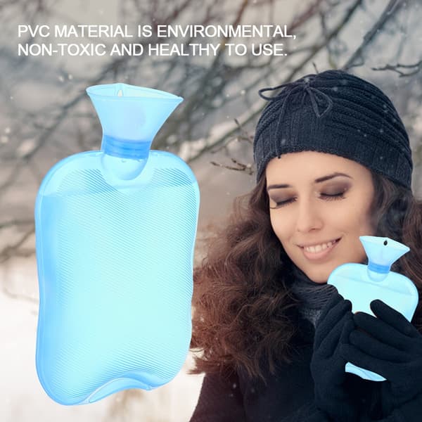 2000ml 3-farvet varmtvandsflaskepose Varme-/kuldeterapi Stor vandpose Blå