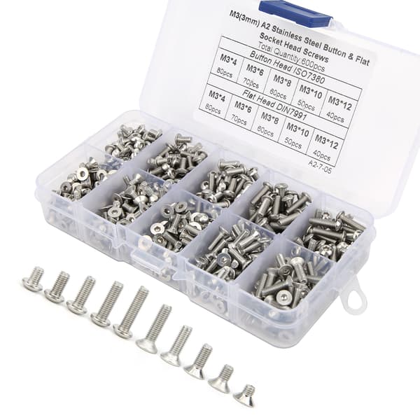 600 stk. M6 unbrakoskruesæt - 304 rustfrit stål pan/fladhoved hardwarekit