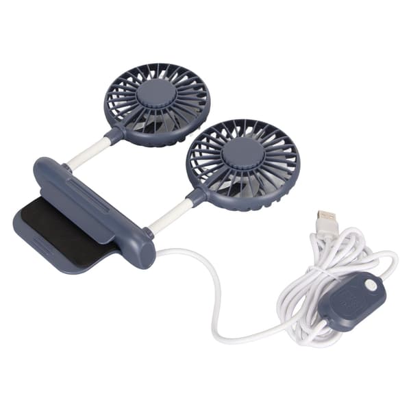 Blå Dobbelt Hoved Lydløs Kompakt Clip-On Skærmventilator Computer Ventilator 3 Hastigheder 6.6ft USB-kabel til Hjemmekontor