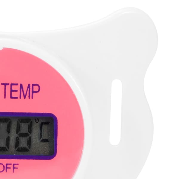 Digitalt babytermometer, oralt, sutteformet, beroligende LCD, nyfødt, lyserød, Celsius