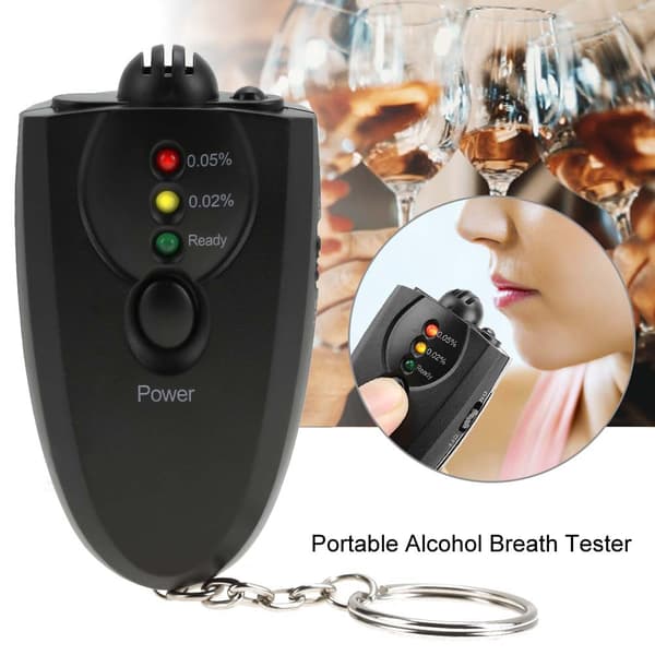 Bærbar Nøglering LED Alkohol Tester med Lommelygtefunktion Sort