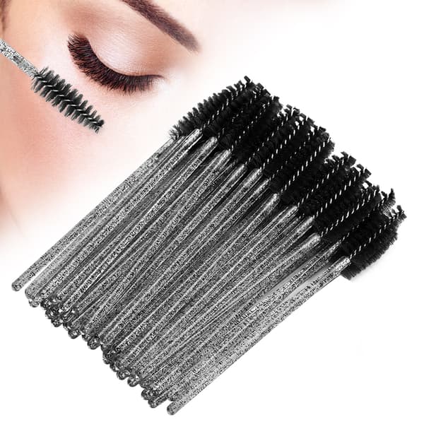 50 stk. Nylon Makeup Børste Mascara Stave Øjenvipper Øjenbryn Engangs Bærbar Børste Sort