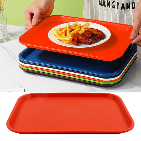 2-pack stapelbar rektangulär halkfri PP-serveringsbricka, lättvikt för restauranger och kaféer, orange