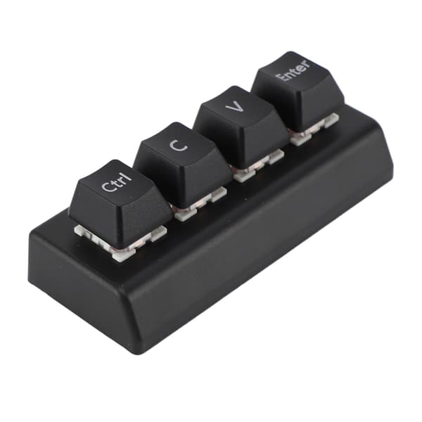 Programmerbar 4-tasters Macropad NKRO Rød Switch Ctrl CV Enter Mini Mekanisk Tastatur til Gaming Kontor Medier Sort