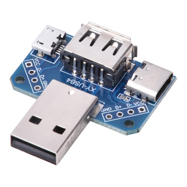 USB-adapterilevy 5 kpl:n pakkaus, uros-USB–naaras-Type-C 4P 2,54 mm muunninmoduuli
