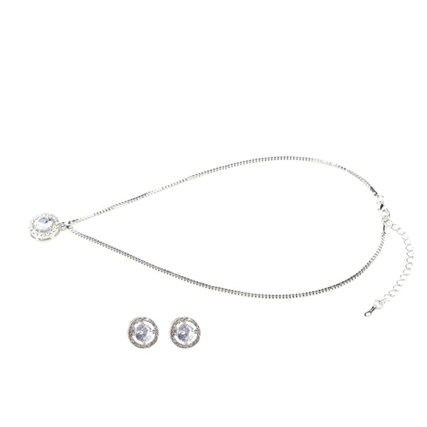 Glittrande Halsband Örhängen Set Elegant Damaccessoar Set Bröllopsfödelsedagspresent