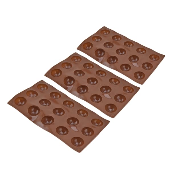 3 stykker 15-hulrums silikoneform chokoladebombe halvkuppel bageplade til kagegelébudding