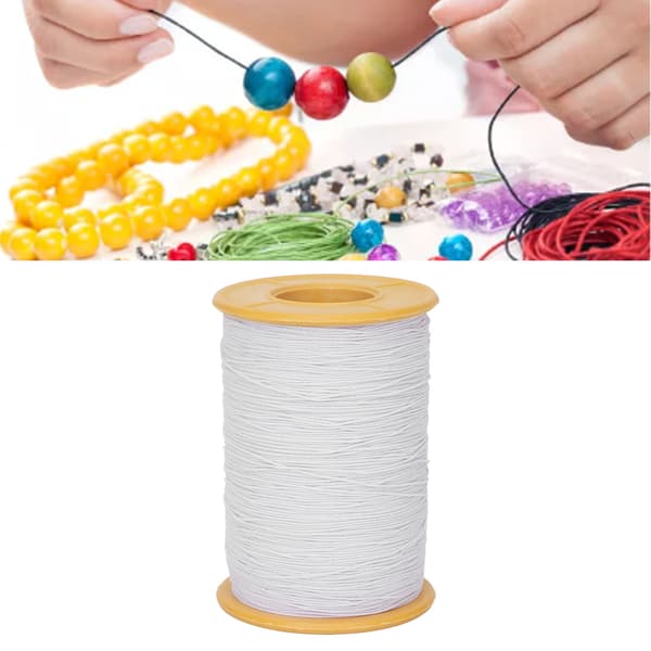 0,5 mm vit elastisk tråd, klippbar DIY-armbandstråd, elastisk tråd för smyckeshantverk