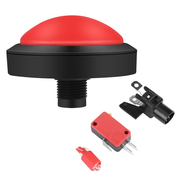 100 mm massiv arkadknapp med LED-konvexitet konsolbyte (röd)