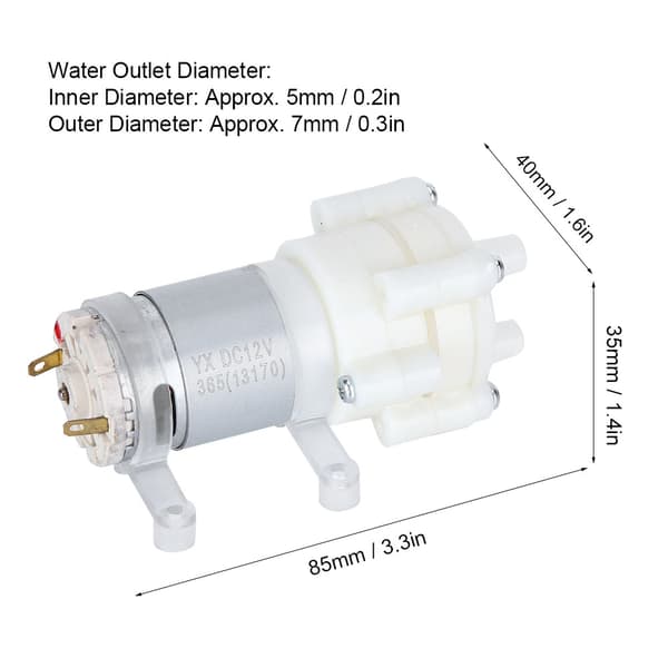 365 DC 6-12V Mini Akvarium Membranpump, Elektrisk Vattenluftpump för Akvarium