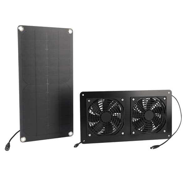 12V 20W Monokrystallinsk Solpanel Kit Dobbelt 3W Køleventilatorer til Bil Drivhus