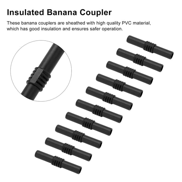 10 stk. 4 mm isoleret banankobling hun til hun forlængerstik, sort, til elektronik