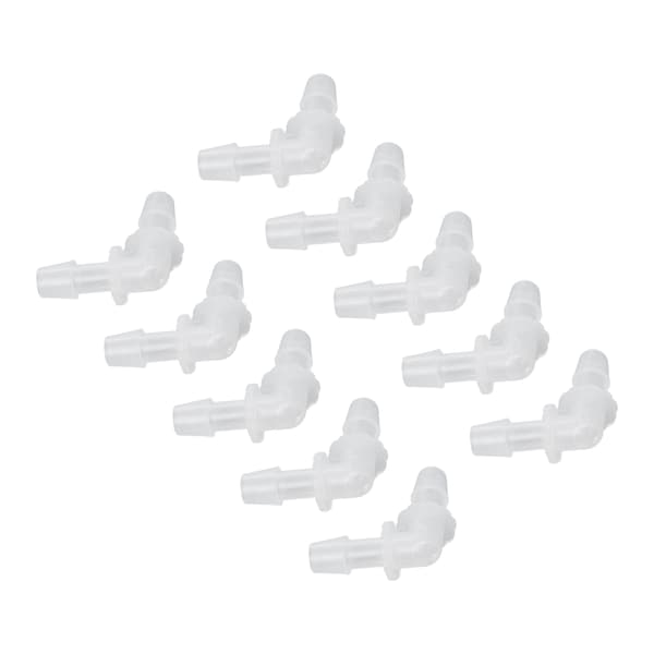 10 stk. 90 graders albueslangeforbindelse, L-formede plastfittings med lige diameter, 7,9 mm
