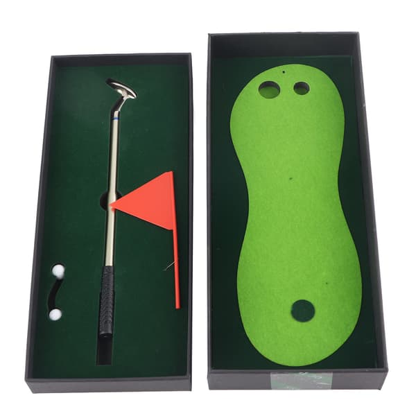 Mini skrivebordsgolf putteøvelsessæt med putter, bold, måtte og flag til hjemmekontoret