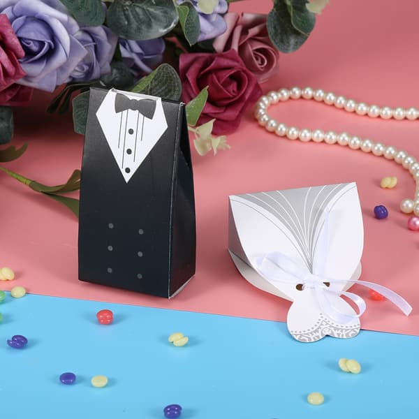 Elegant Romantisk Box Godis Gåva Bröllopsfest Dekoration, 2-pack