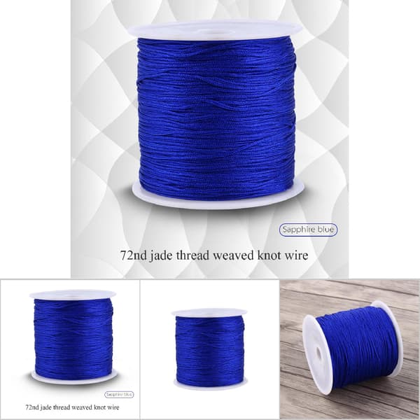 100M x 0.8mm Nylon Kinesisk Knutrep Råttsvans Makramé Shamballa Tråd Safirblå