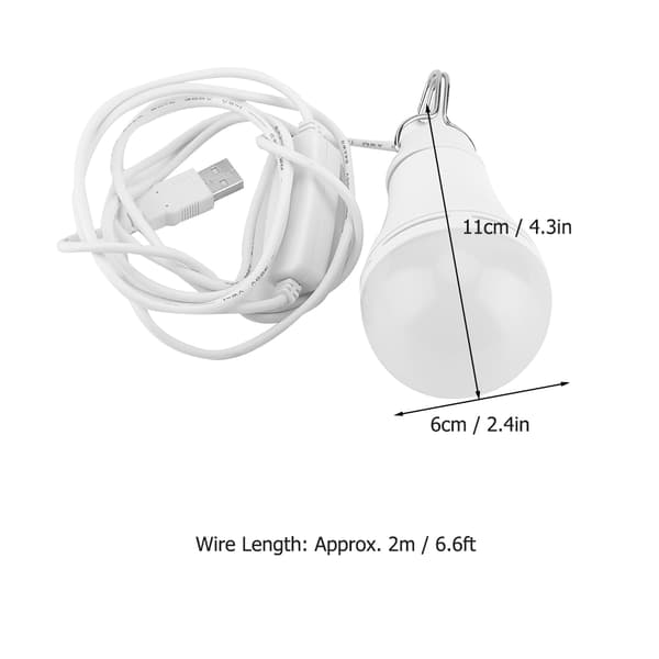 5V USB LED Nödlampa för Utomhuscamping Vandring Läsa 10W