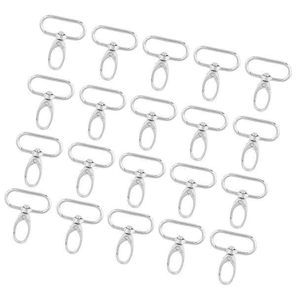 20 st. väskspännen i zinklegering, vridbara karbinhakar, nyckelringskrokar (32 mm)