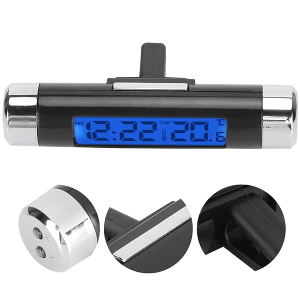 2-i-1 Elektronisk Ur Termometer LCD-display Automatisk Temperaturmåling