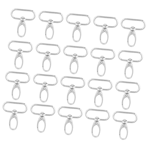 20 st. väskspännen i zinklegering, vridbara karbinhakar, nyckelringskrokar (32 mm)