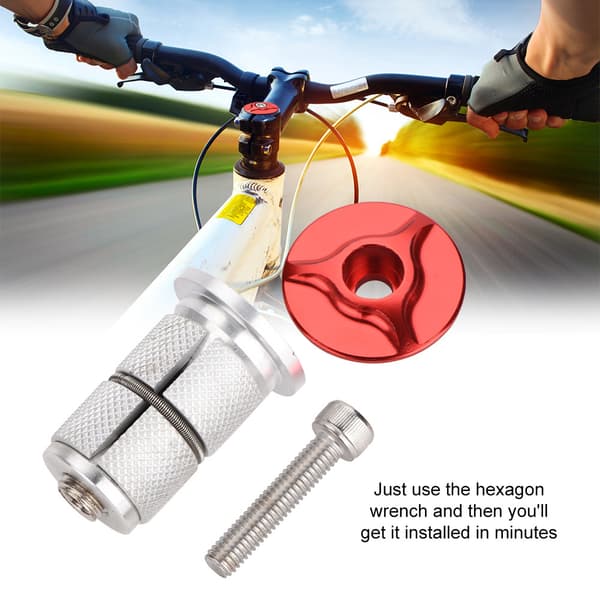 Styrfrempind i aluminiumslegering, headset, stjernemøtrik, ekspander, topkappe til 1\" & 1.25\" styrrør (rød)