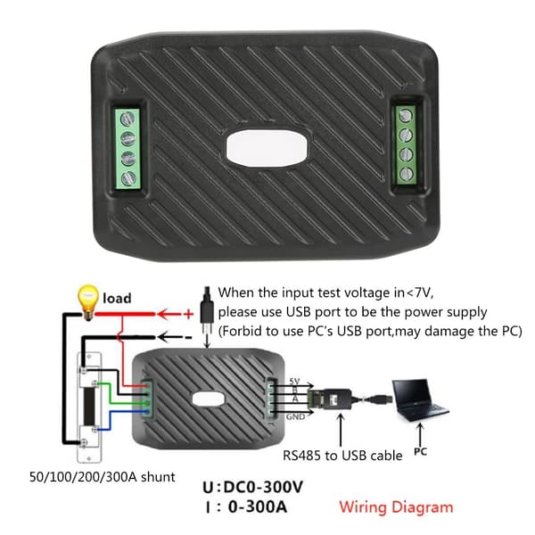PEACEFAIR PZEM-017 DC Voltmeter Ammeter Wattmeter med RS485-modul, Energimonitor, 1 pakke