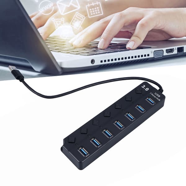 USB C Hub, Kompakt 7-ports USB-datafordeler til bærbar computer og mobile enheder