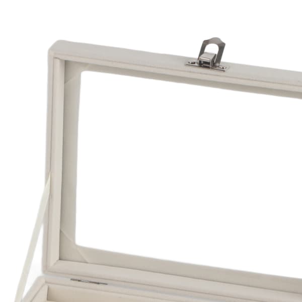 Låsbar Flannel Smykke Organizer Boks til Halskæder Øreringe Armbånd Ringe Beige 9 Gitre