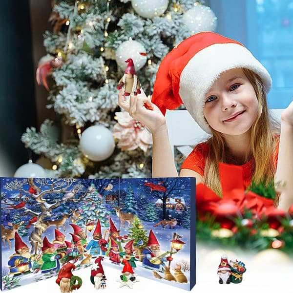 Julkalender med 24 samlarbara tomtefigurer - Julklappssats för barn