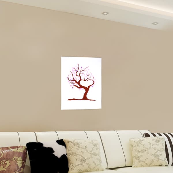 Röd bläck fingeravtryck gästbok träd canvas bröllopssignaturset (2 röda resväskor)