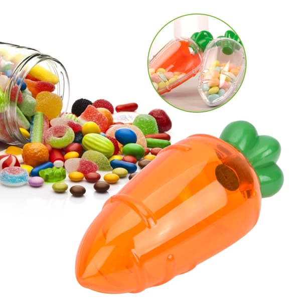 12-pack tecknad morotsformad godislåda för bröllop, babyshower, present (transparent orange)