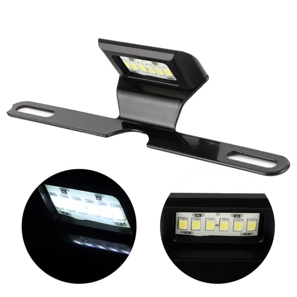 Universal Motorcykel Nummerpladelys CNC Aluminium Baglygte 6 LED Bagmonteret Belysning Sort