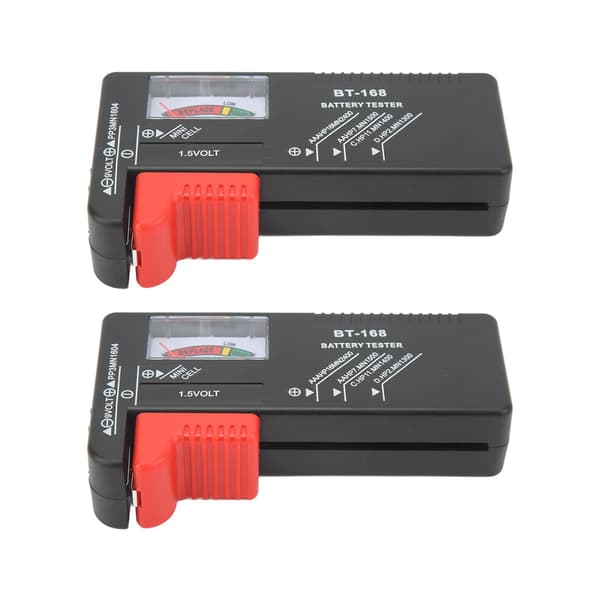 2-pak analog batteritester, bærbar knapcelle-spændingstester til AA AAA 1,5V 9V