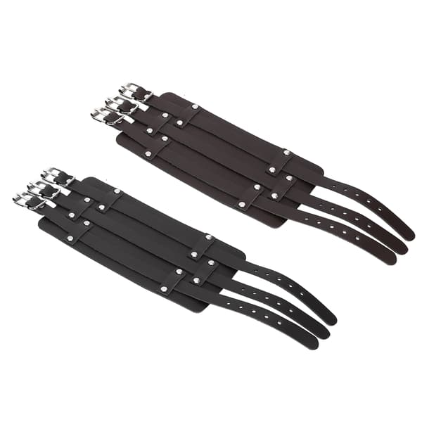 2 stk. bred manchetarmbånd justerbart retro punk kunstlæder håndledsrem sort brun