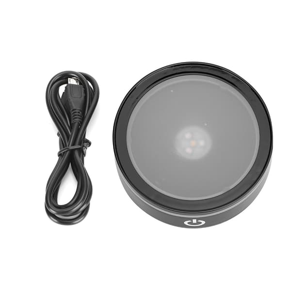 LED Base Krystal Sort Flad Touch Multi Mode Farverigt Hvidt Lys 3D Indgraveret Laser Base