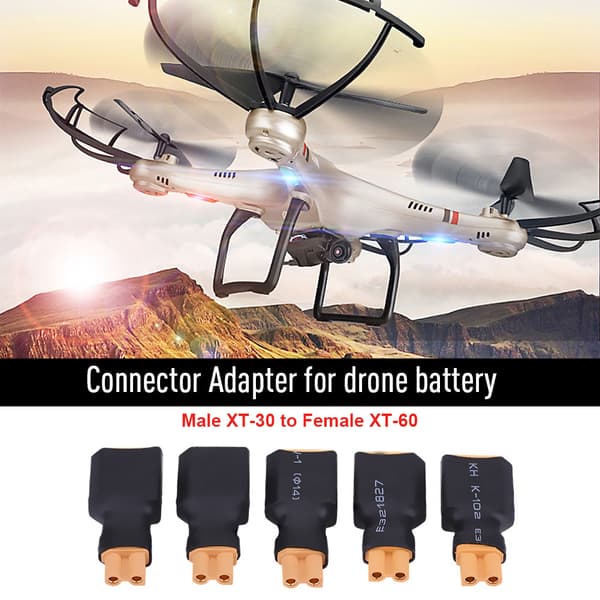 5 stk/sæt RC Quadcopter Batterikonverteringsstikadapter (XT30 Hun til XT60 Han)