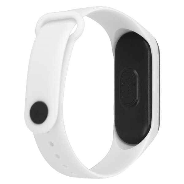 Vit LED Digital Sportklocka med Plastglas, Silikonband, Studentklocka