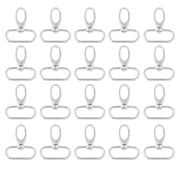20 st. väskspännen i zinklegering, vridbara karbinhakar, nyckelringskrokar (32 mm)