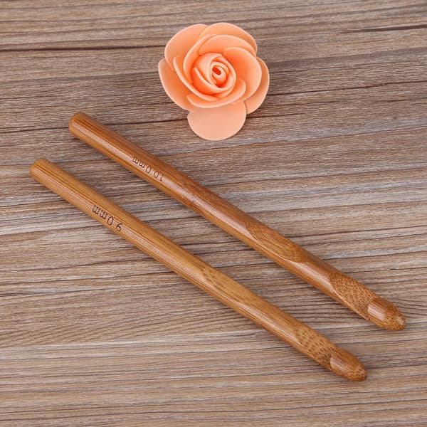 12 st/set Förkolnade Bambustickor Virknålar Tröjstickor Garnvävningsverktyg