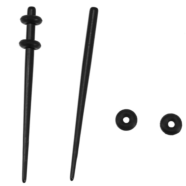 2st Akryl Stretcher Öronplugg Taper Expander O-ring Stretching Kit Svart