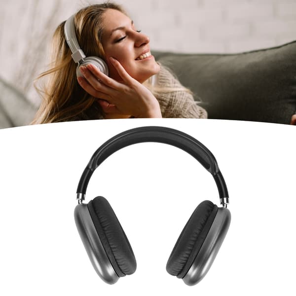 Trådlöst Bluetooth Over-Ear Stereo Headset Vikbart Justerbart med Mikrofon för Resor Kontor Hemmastudier Svart 1 Set